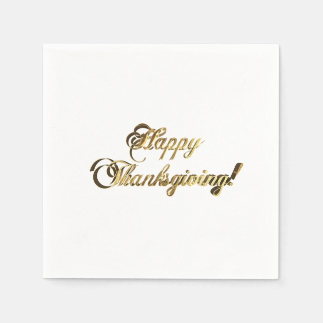 Happy Thanksgiving Imitate Gold Foil Typografie Serviette (Vorderseite)