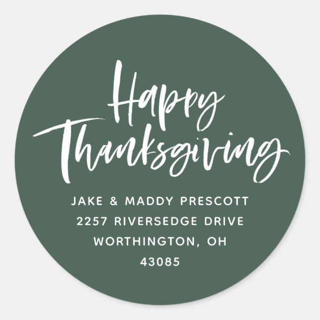 Happy Thanksgiving Jäger grüne Rücksendeadresse Runder Aufkleber (Vorderseite)