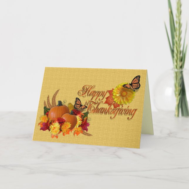 Happy Thanksgiving-Kartenschmetterlinge Feiertagskarte (Vorderseite)