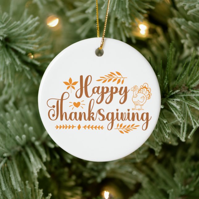 Happy Thanksgiving Keramik Ornament (Baum)