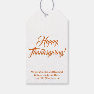 Happy Thanksgiving Kürbis benutzerdefinierte Skrip Geschenkanhänger