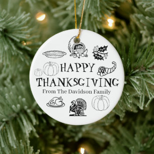 Happy Thanksgiving Kürbis individuelle Name niedli Keramik Ornament