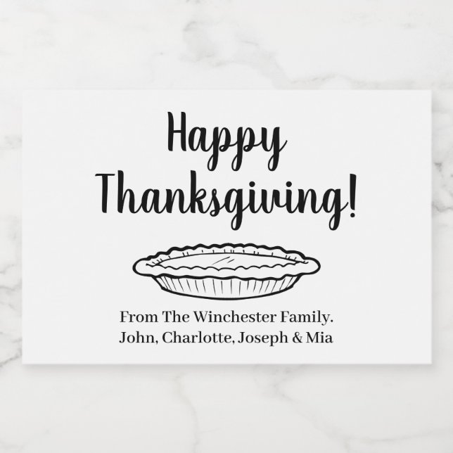 Happy Thanksgiving Kürbiskuchen niedlicher benutze Lebensmitteletikett (Einzelnes Label)