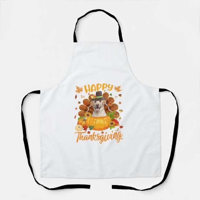 Happy Thanksgiving Labrador Dog Türkei Pumpkin Lon Schürze (Vorderseite)