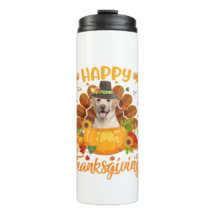 Happy Thanksgiving Labrador Dog Türkei Pumpkin Lon Thermosbecher