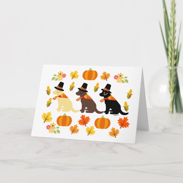 Happy Thanksgiving Labrador Silhouette Weiß Karte (Vorderseite)