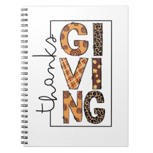 Happy Thanksgiving Leopard Print Rainbow Türkei Notizblock
