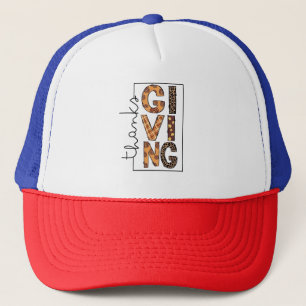 Happy Thanksgiving Leopard Print Rainbow Türkei Truckerkappe