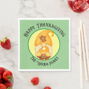 Happy Thanksgiving mit Familienname (bearbeitbar) Serviette