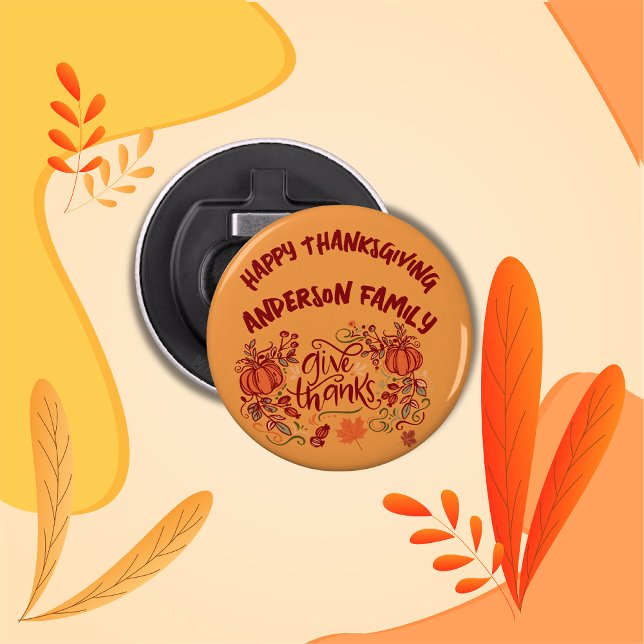 Happy Thanksgiving Mit Monogramm Name | Flaschenöffner (Von Creator hochgeladen)