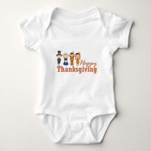 Happy Thanksgiving mit Pilgrim Native American Baby Strampler