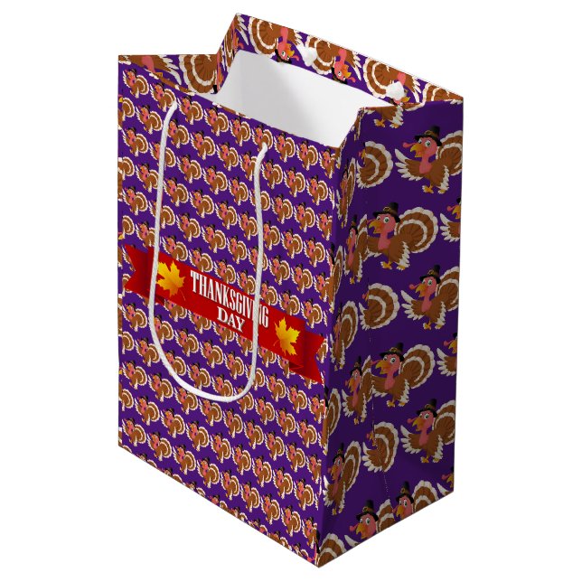 Happy Thanksgiving Mittlere Geschenktüte (Vorderseite Schrägansicht)