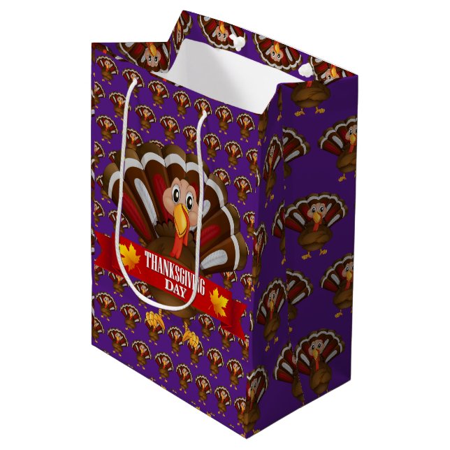 Happy Thanksgiving Mittlere Geschenktüte (Vorderseite Schrägansicht)