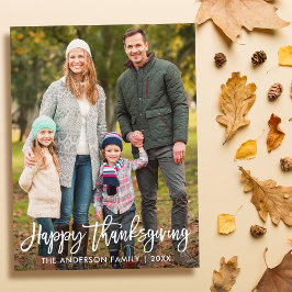 Happy Thanksgiving Modern Brush Script Foto Postkarte