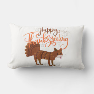 Happy Thanksgiving Modern Fun Cat Türkei Lendenkissen