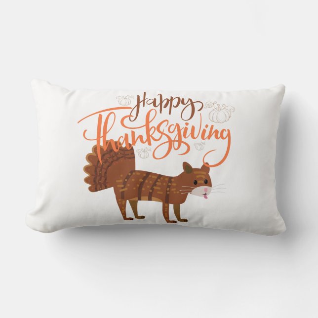 Happy Thanksgiving Modern Fun Cat Türkei Lendenkissen (Vorderseite)