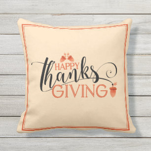 Happy Thanksgiving Moderne Schwarz & Rot Typografi Kissen