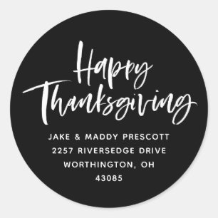 Happy Thanksgiving - Moderne Script-Rücksendeadres Runder Aufkleber