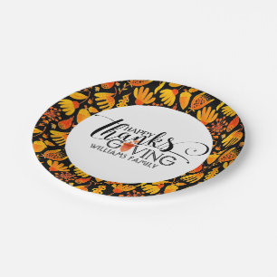 Happy Thanksgiving Moderne Typografie Pappteller