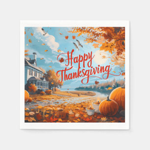 Happy Thanksgiving Napkins Serviette