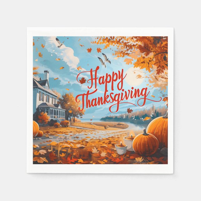 Happy Thanksgiving Napkins Serviette (Vorderseite)
