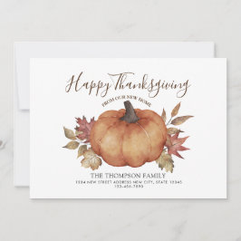 Happy Thanksgiving New Zuhause Pumpkin Moving Foto Ankündigung