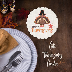 Happy Thanksgiving Niedlich Pilgrim Türkei Untersetzer