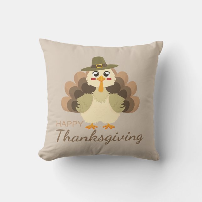 Happy Thanksgiving Niedlich Türkei Kissen (Vorderseite)