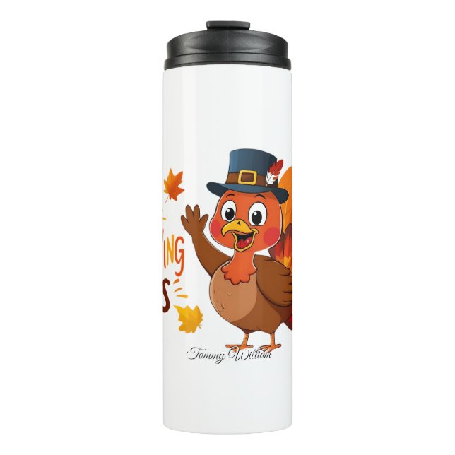 Happy Thanksgiving Niedlich Türkei Thermosbecher (Vorderseite)