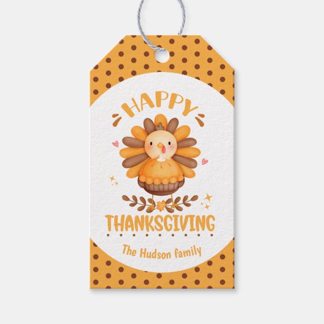 Happy Thanksgiving Niedliche Türkei Geschenkartike Geschenkanhänger (Vorderseite)