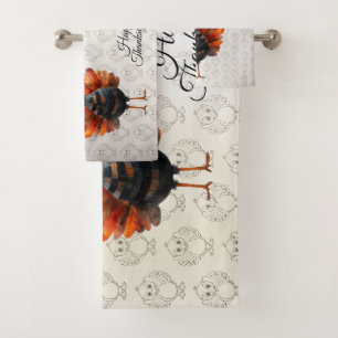Happy Thanksgiving Niedliches farbiges Baby Türkei Badhandtuch Set