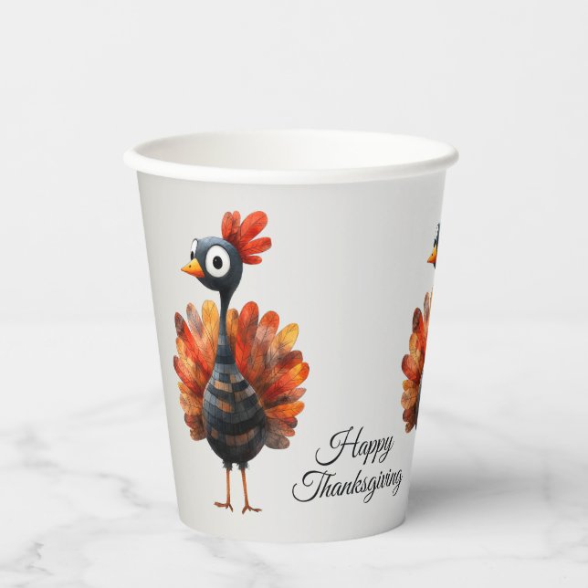 Happy Thanksgiving Niedliches farbiges Baby Türkei Pappbecher (Vorderseite)