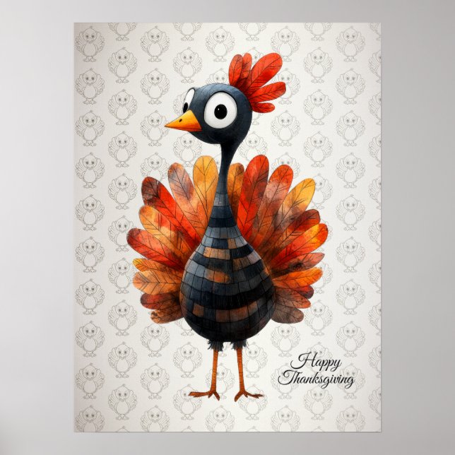 Happy Thanksgiving Niedliches farbiges Baby Türkei Poster (Vorne)