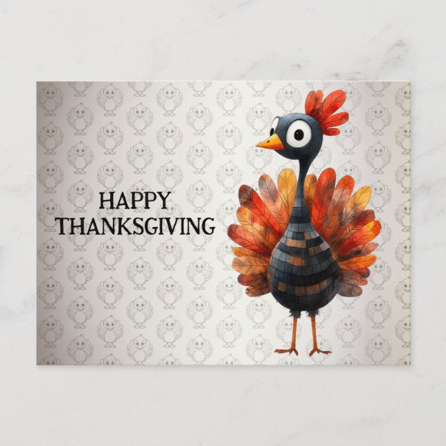 Happy Thanksgiving Niedliches farbiges Baby Türkei Postkarte (Vorderseite)