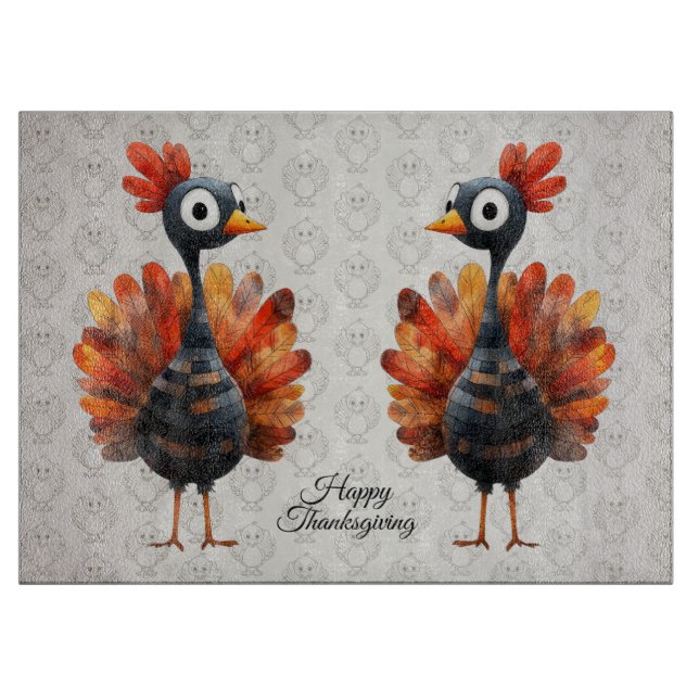 Happy Thanksgiving Niedliches farbiges Baby Türkei Schneidebrett (Vorderseite)