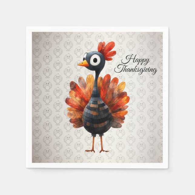 Happy Thanksgiving Niedliches farbiges Baby Türkei Serviette (Vorderseite)