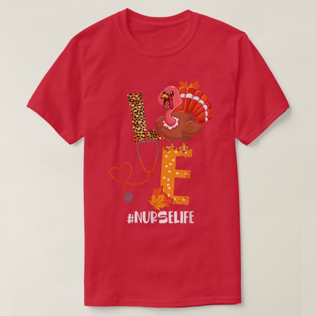 Happy Thanksgiving Nurse Liebe Türkei Outfit T-Shirt (Design vorne)