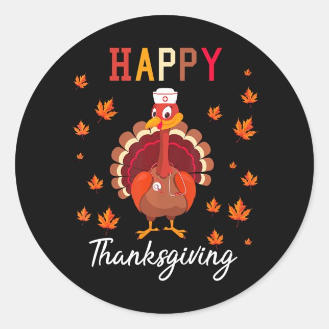 Happy Thanksgiving Nurse NursingCute glücklicher T Runder Aufkleber (Vorderseite)