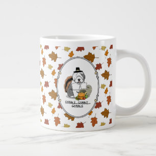 Happy Thanksgiving Old English Sheepdog Gray 1 Fun Jumbo-Tasse