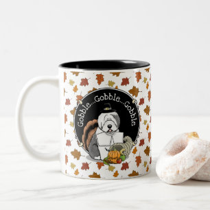 Happy Thanksgiving Old English Sheepdog Gray 1 Fun Zweifarbige Tasse