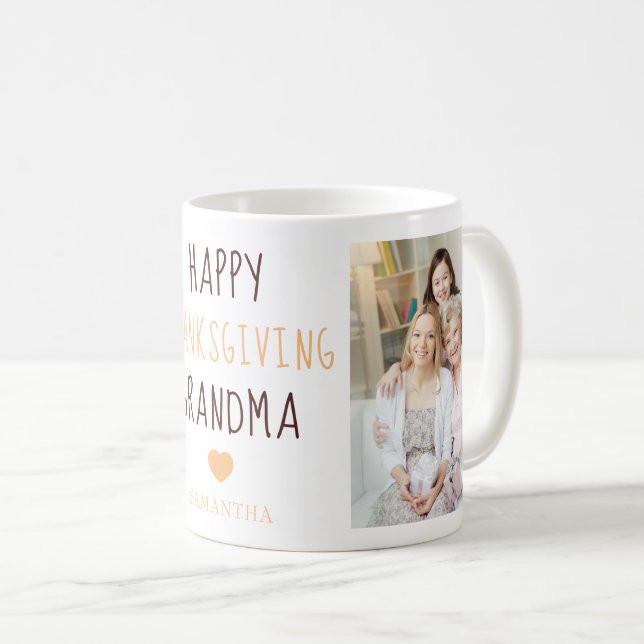 Happy Thanksgiving Oma 2 Fotos Kaffee Tasse (VorderseiteRechts)