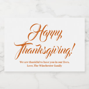 Happy Thanksgiving orange Gewürz, benutzerdefinier Lebensmitteletikett