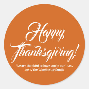 Happy Thanksgiving orange Gewürz, benutzerdefinier Runder Aufkleber
