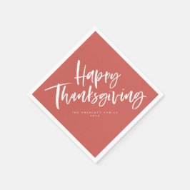 Happy Thanksgiving-Orange-Pinselskript Serviette