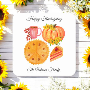 Happy Thanksgiving Orange Pumpkin Spice Latte Rechteckiger Pappuntersetzer