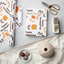 Happy Thanksgiving Orange Pumpkins White Seamless