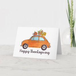 Happy Thanksgiving Orange Retro Fiat 500 Karte