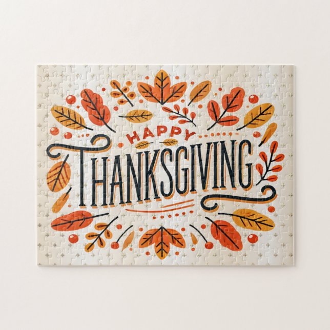 Happy Thanksgiving Orange Yellow Herbstlaubs (Horizontal)
