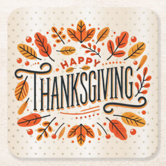 Happy Thanksgiving Orange Yellow Herbstlaubs Rechteckiger Pappuntersetzer