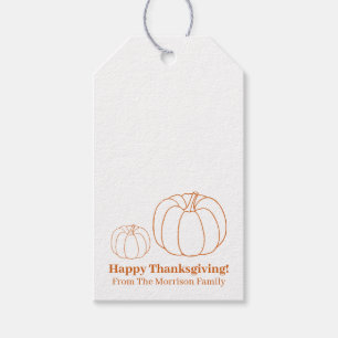 Happy Thanksgiving Orangenkürbis einfache Gewohnhe Geschenkanhänger